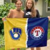 Brewers vs Rangers House Divided Flag, MLB House Divided Flag