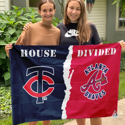 Twins vs Braves House Divided Flag, MLB House Divided Flag