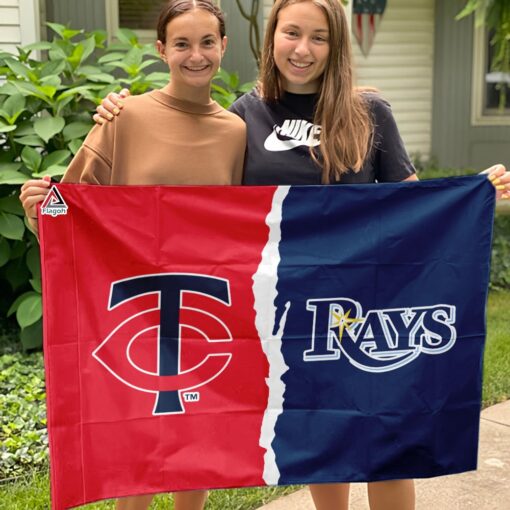 Twins vs Rays House Divided Flag, MLB House Divided Flag
