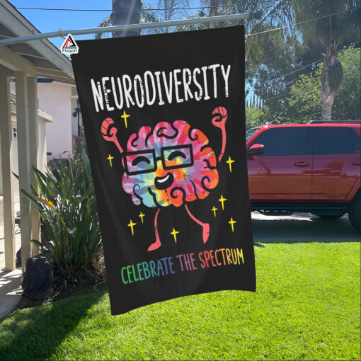 Celebrate Neurodiversity Flag, Brain Autism Rainbow Spectrum Garden Yard Flag