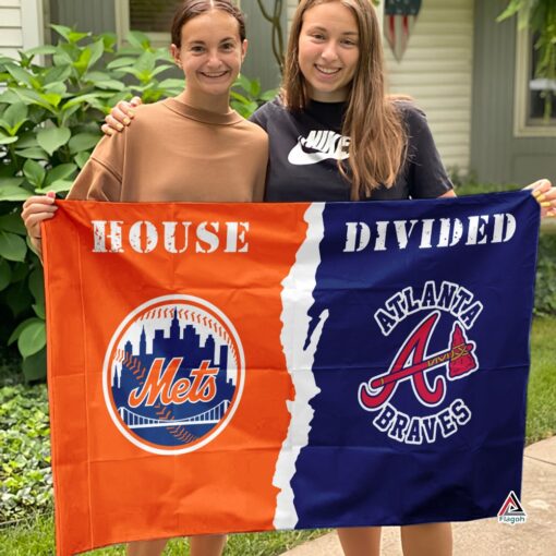 Mets vs Braves House Divided Flag, MLB House Divided Flag