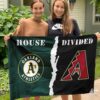 Athletics vs Diamondbacks House Divided Flag, MLB House Divided Flag