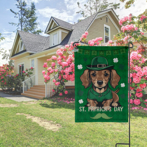 Dachshunds Dog St Patricks Day House Flag, Shamrock Saint Patricks Flag for Garden and Home Decorations