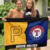 Pirates vs Rangers House Divided Flag, MLB House Divided Flag
