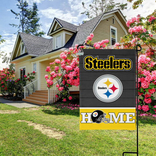 Pittsburgh Steelers Football Flag, Steely McBeam Mascot Personalized Football Fan Welcome Flags, Custom Family Name NFL Decor
