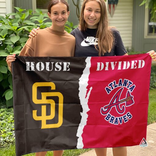 Padres vs Braves House Divided Flag, MLB House Divided Flag