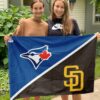 Blue Jays vs Padres House Divided Flag, MLB House Divided Flag