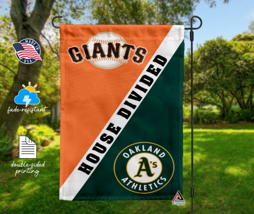 Giants vs Athletics House Divided Flag, MLB House Divided Flag