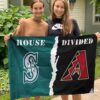 Mariners vs Diamondbacks House Divided Flag, MLB House Divided Flag