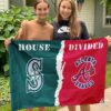 Mariners vs Braves House Divided Flag, MLB House Divided Flag