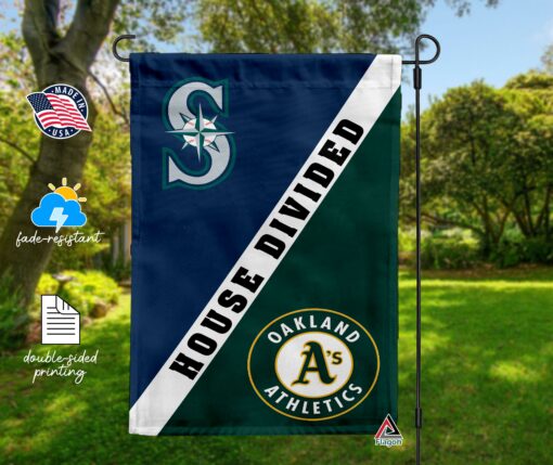Mariners vs Athletics House Divided Flag, MLB House Divided Flag