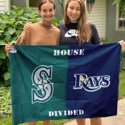 Mariners vs Rays House Divided Flag, MLB House Divided Flag