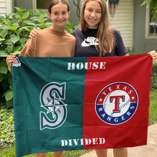 Mariners vs Rangers House Divided Flag, MLB House Divided Flag