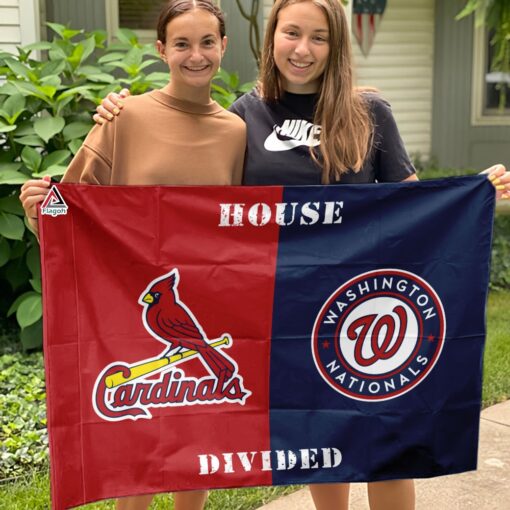 Cardinals vs Nationals House Divided Flag, MLB House Divided Flag