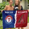 Rangers vs Diamondbacks House Divided Flag, MLB House Divided Flag