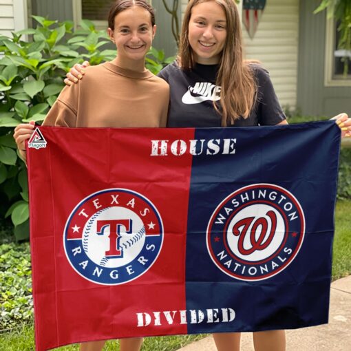Rangers vs Nationals House Divided Flag, MLB House Divided Flag