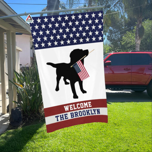 Welcome Personalized Labrador Retriever Lovers Garden Flag, Custom Family Name Americana Flag