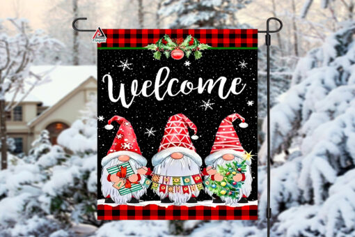 Welcome Christmas Gnome Flag, Merry Xmas Outside Farmhouse Decor