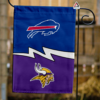 Buffalo Bills vs Minnesota Vikings House Divided Flag, NFL House Divided Flag