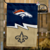 Denver Broncos vs New Orleans Saints House Divided Flag, NFL House Divided Flag
