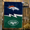 Denver Broncos vs New York Jets House Divided Flag, NFL House Divided Flag