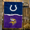 Indianapolis Colts vs Minnesota Vikings House Divided Flag, NFL House Divided Flag