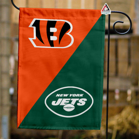 Bengals vs Jets House Divided Flag, NFL House Divided Flag