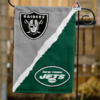 Las Vegas Raiders vs New York Jets House Divided Flag, NFL House Divided Flag