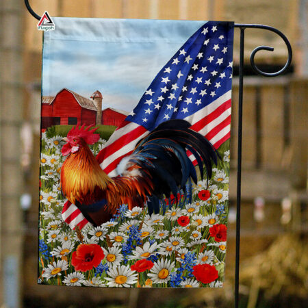 Rooster Patriotic Flag For Farmhouse Decor, 4th Of July Chicken Independence Day Flag