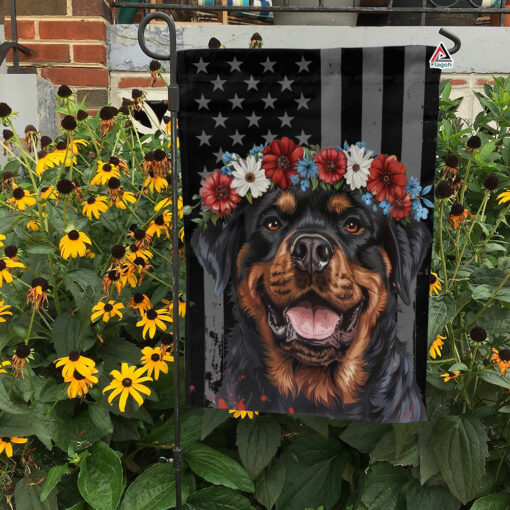 Rottweiler Dog Breed Patriotic House Flag, USA American Flag with Rottweiler