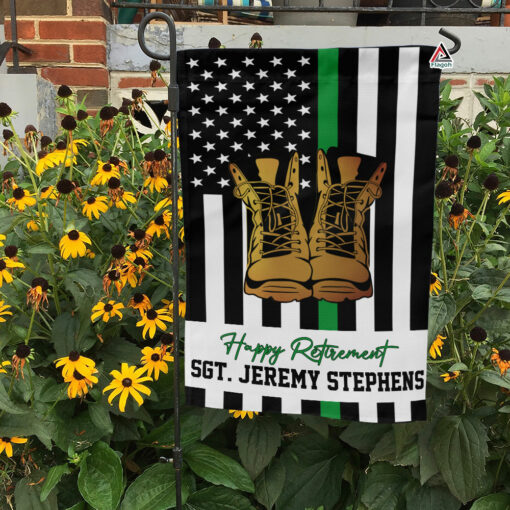 Custom Retirement Soldier Flag, Personalised American Thin Green Line Flag, Support Troops USA Flag