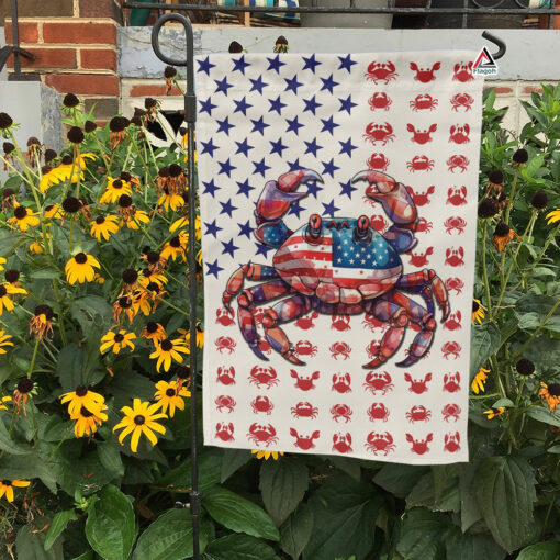 Crab Patriotic Flag, Happy 4th July Flag, American Crab Freedom Day
