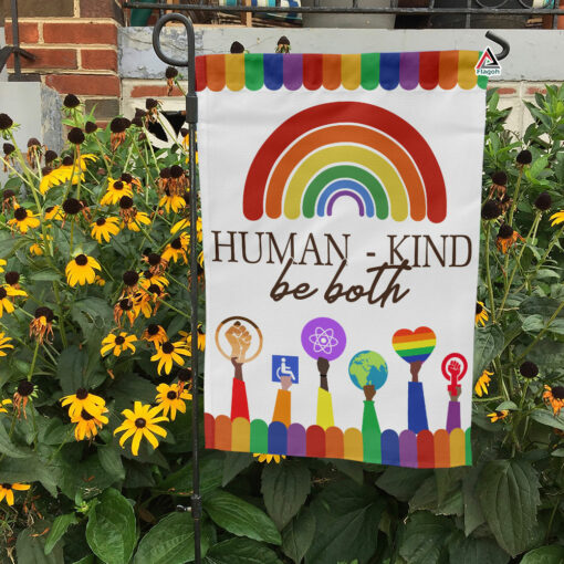Human Kind Be Kind Rainbow Flag, LGBT Lesbian Gay Transgender Pansexual Stuff Pride Flag