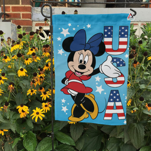 Minnie Mouse American Welcome Garden Flag, Patriotic USA Disney Flag