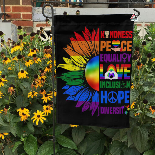 Sunflower Pride Flag, Kindness Peace Equality Garden Flag, Hippie Lawn Decor