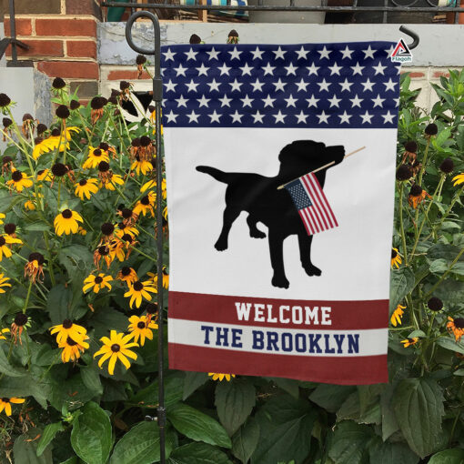 Welcome Personalized Labrador Retriever Lovers Garden Flag, Custom Family Name Americana Flag