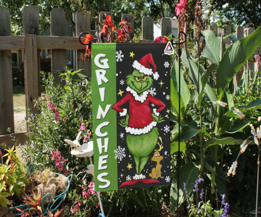 Christmas Winter Garden Flag, Grinch Merry Christmas Flag, Xmas Welcome Garden Flag