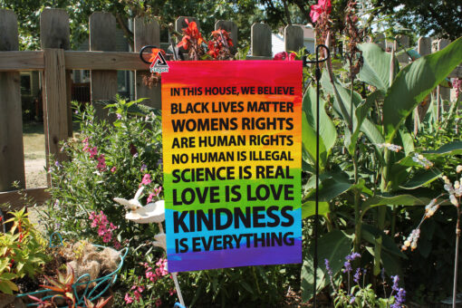 Colorful In This House Flag, Science is Real Black Lives Matter, Kindness Flag