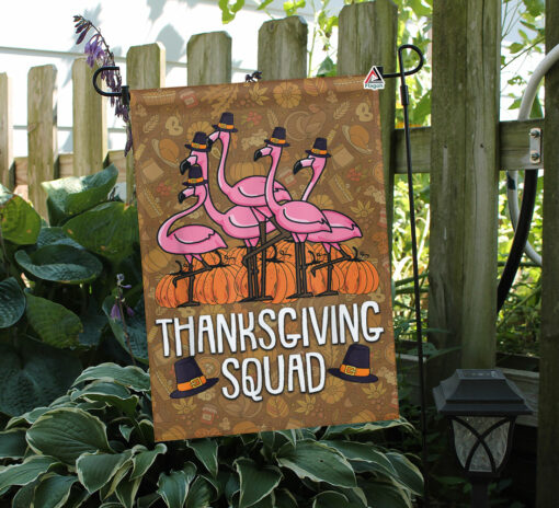 Thanksgiving Flamingo Squad Flag, Flamingo Thankful Garden Flag