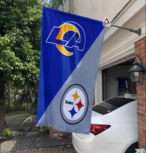 Rams vs Steelers House Divided Flag, NFL House Divided Flag