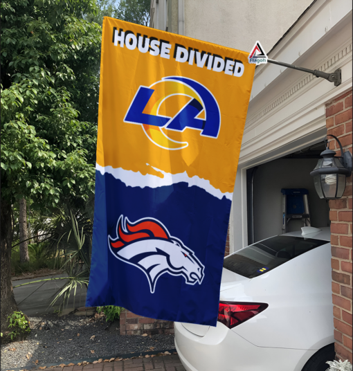 Rams vs Broncos House Divided Flag, NFL House Divided Flag