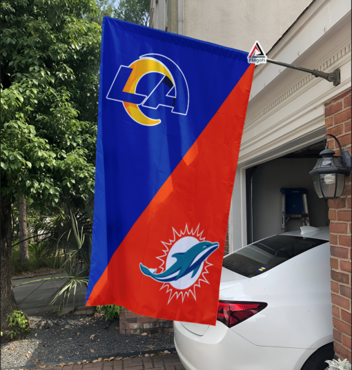 Rams vs Dolphins House Divided Flag, NFL House Divided Flag