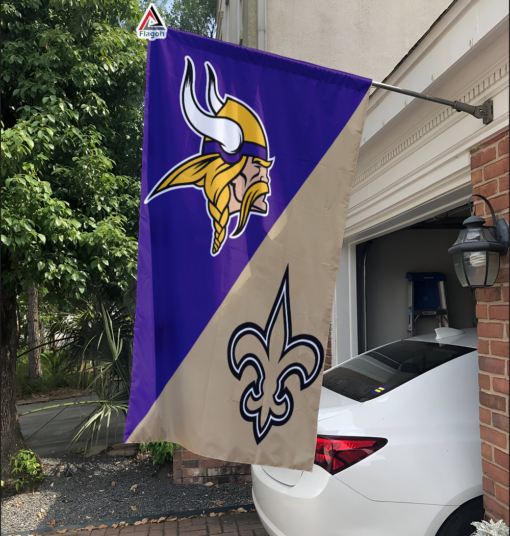 Vikings vs Saints House Divided Flag, NFL House Divided Flag