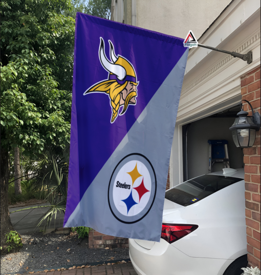 Vikings vs Steelers House Divided Flag, NFL House Divided Flag