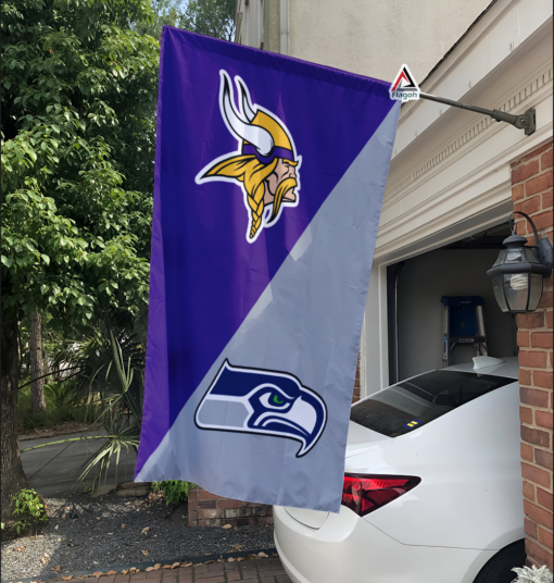 Vikings vs Seahawks House Divided Flag, NFL House Divided Flag