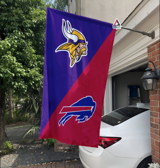 Vikings vs Bills House Divided Flag, NFL House Divided Flag