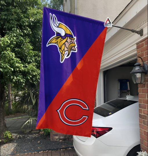 Vikings vs Bears House Divided Flag, NFL House Divided Flag