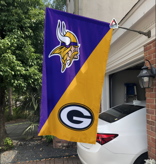Vikings vs Packers House Divided Flag, NFL House Divided Flag