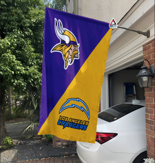 Vikings vs Chargers House Divided Flag, NFL House Divided Flag