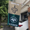 New Orleans Saints vs New York Jets House Divided Flag, NFL House Divided Flag